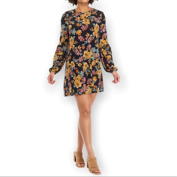 As U Wish Lantern Sleeve Floral Dress - Picture 1 of 4